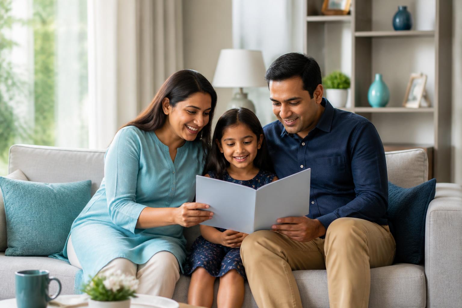 Family together at home, healthy and happy