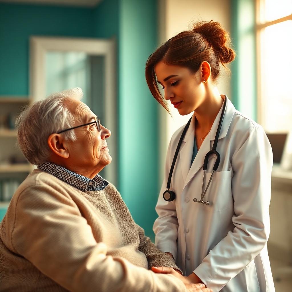 Doctor comforting an elderly patient